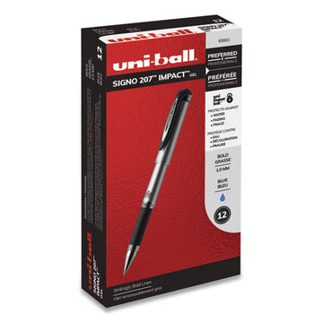 uni-ball® 207 Impact Gel Pen, Stick, Bold 1 Mm, Blue Ink, Black Barrel freeshipping - TVN Wholesale